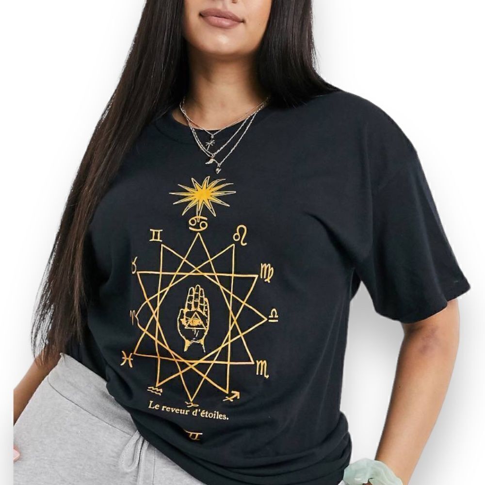 DAISY STREET Star Dreamer T-Shirt in Black Size Small NWT